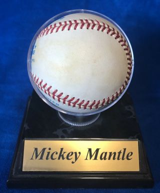 Mickey Mantle Autographed Baseball w/ Holder Bobby Brown Rawlings No 4
