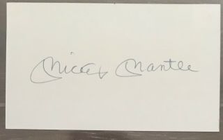 Signed 3x5 Index Card Mickey Mantle Autographed Jsa Loa