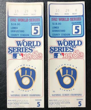 1982 World Series Game 5 Ticket Stubs Cardinals Vs Brewers