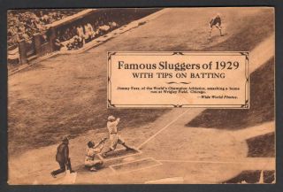 Famous Slugger Of 1929 W/ Jimmy Foxx Homer In Ws Wrigley Field Baseball Program