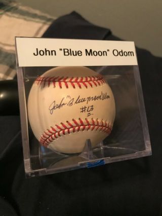 John Blue Moon Odom Oakland A’s Autographed Baseball W/ 2 