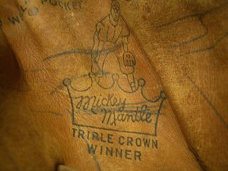 Rawlings " Mickey Mantle " Triple Crown Winner Baseball Glove Mm 9,  Rare Wow