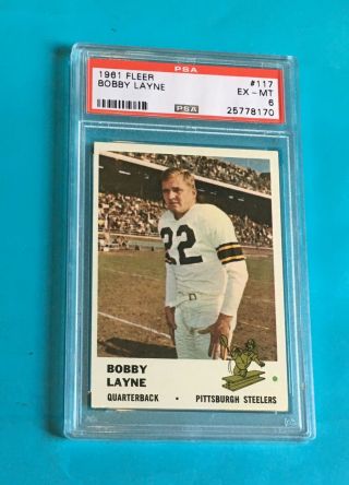 1961 Fleer 117 Bobby Lane Psa 6 Ex - Mt Pittsburgh Steelers