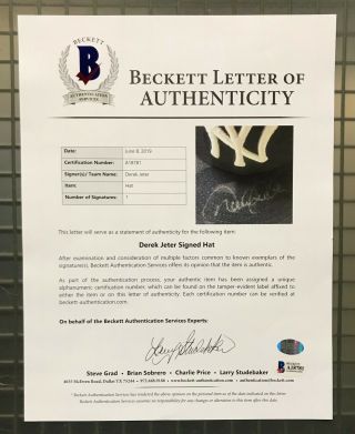 Derek Jeter Signed Yankees Hat Cap Autographed AUTO Sz 7 1/4 Beckett BAS LOA 3