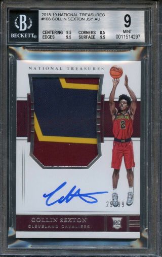 2018 - 19 National Treasures Collin Sexton Rpa Rc Rookie Patch Auto /99 Bgs 9 9.  5