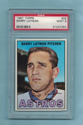 1967 Topps 28 Barry Latman Houston Astros Psa 9