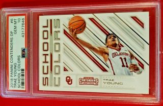 Trae Young 2018 Panini Contenders School Colors Rookie Rc Psa 10 Gmt Hawks Pop7