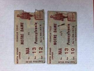 Two 1954 Notre Dame Vs Pennsylvania Football Ticket Stubs