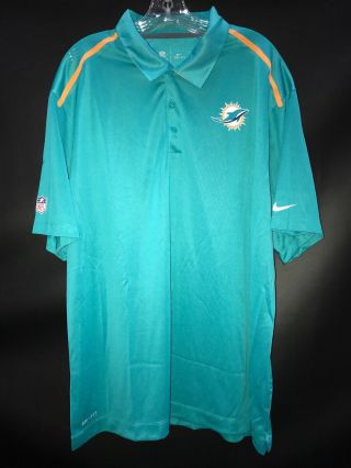 Miami Dolphins Team Issued Teal Dri - Fit Nike Coaches Sideline Polo Sz - Xx - Large