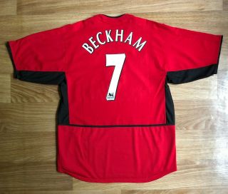 Manchester United Home 2002 2004 Nike Beckham 7 Football Shirt Soccer Jersey L
