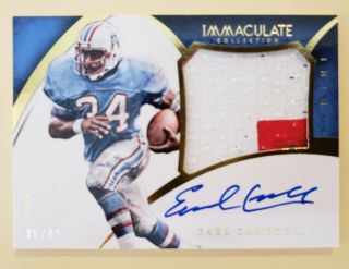 2015 Immaculate Earl Campbell 2 Color Patch Auto Autograph 35/49 Oilers