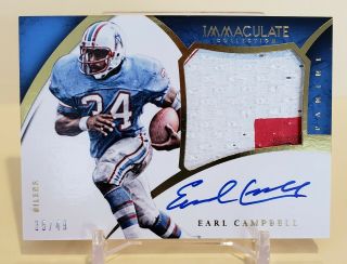 2015 Immaculate Earl Campbell 2 Color Patch Auto Autograph 35/49 Oilers 2