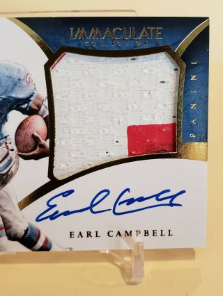 2015 Immaculate Earl Campbell 2 Color Patch Auto Autograph 35/49 Oilers 3