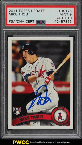 2011 Topps Update Mike Trout Rookie Rc Psa/dna 10 Auto Us175 Psa 9 (pwcc)