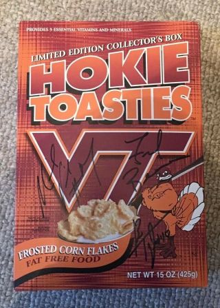 Va Tech 1999 Hokie Toasties Signed Cereal Full Box - Michael Vick Frank Beamer