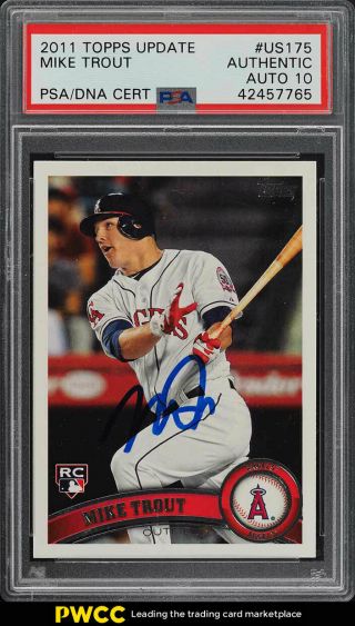 2011 Topps Update Mike Trout Rookie Rc Psa/dna 10 Auto Us175 Psa Auth (pwcc)