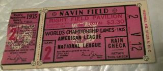 1935 World Series Ticket Stub Chicago Cubs Detroit Tigers Game 2 Navin Field 12