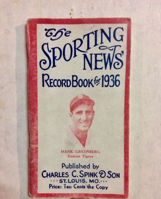 The Sporting News Record Book 1931 - 1939 Hubbell Foxx Dean Greenberg 7