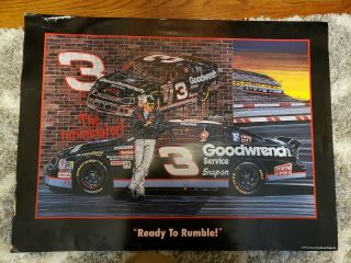 Dale Earnhardt Poster Lithograph Sam Bass Poster 1996 Ready To Rumble 22×30
