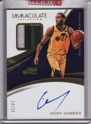 2017 - 18 Panini Immaculate Game Worn Patch Autograph Rudy Gobert 14/25