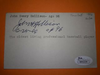 Jsa 1892 Chicago Colts John Hollison Signed 3x5 Index Card D 1969 Autograph