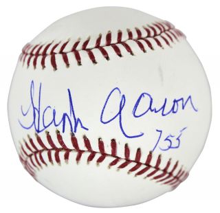 Braves Hank Aaron " 755 " Authentic Signed Oml Baseball Autographed Bas E21787