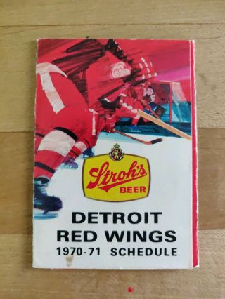 1970 - 71 Nhl Detroit Red Wings Hockey Schedule Stroh 