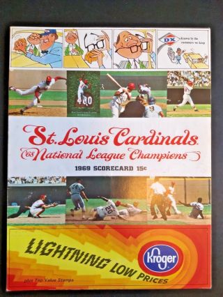 Vintage 1969 St.  Louis Cardinals Vs Los Angeles Baseball Program Score Card (q)