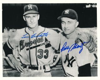 Lew Burdette Braves Bobby Shantz Yankees Autograph 8x10 Photo Game 2 1957 W.  S