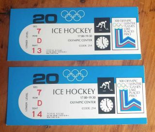 1980 Lake Placid Olympic Ice Hockey Tickets,  Two, .