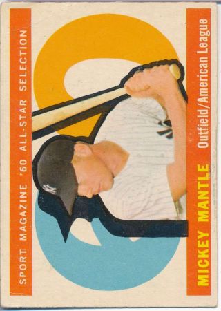 1960 Topps Mickey Mantle 563 All Star Selection Ny Yankees Hof Vg V8031