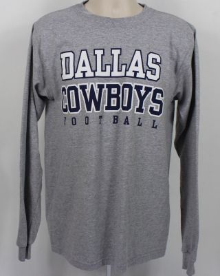 Dallas Cowboys Small Long Sleeve Tee Shirt Cowboy Gray With Logo Exc Cond