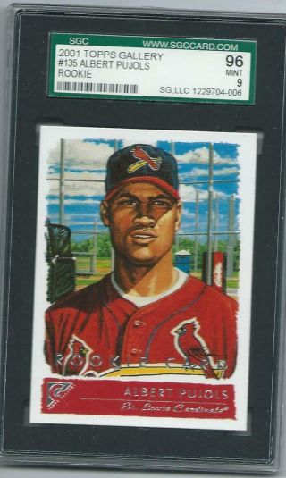 2001 Topps Gallery Albert Pujols Rookie Sgc Graded 96 - Cardinals