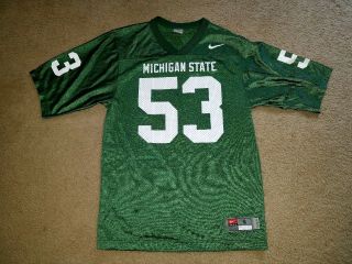 Michigan State Spartans Football 53 Nike Team Green White Uniform Jersey Small
