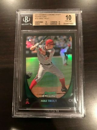 2011 Bowman Chrome Draft Mike Trout Rc Refractor Bgs 10 Pristine 083