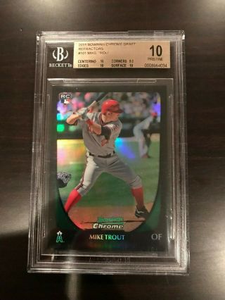 2011 Bowman Chrome Draft Mike Trout Rc Refractor Bgs 10 Pristine 034