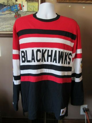 Chicago Blackhawks/mitchell & Ness Vintage Hockey L/s Pullover Jersey/shirt Lg.