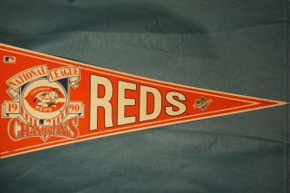 Vintage 1990 Cincinnati Reds Nl Champions World Series Mlb Felt Pennant