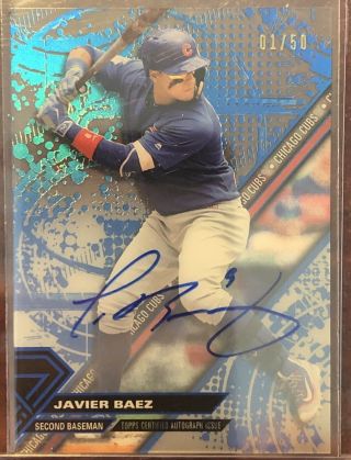 2017 Topps High Tek Javier Baez Autograph On Card Auto Blue 01/50,  Chicago Cubs