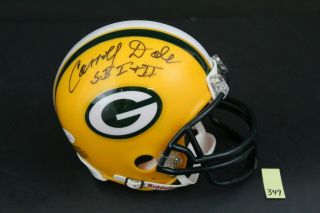 Green Bay Packers Carroll Dale Bowl I Ii Insc Signed Mini Helmet Jsa 349