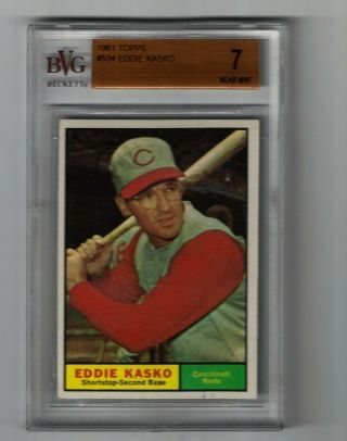1961 Topps Baseball Card Eddie Kasko 534 Cincinnati Reds Bvg Graded Nr 7