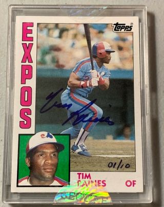 Tim Raines 1984 Topps Originals Auto Autograph Expos Hof 1/10 1/1