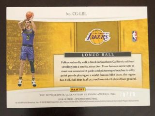 2018 - 19 Opulence Lonzo Ball City of Gold Auto Autograph SP 07/79 Lakers 2