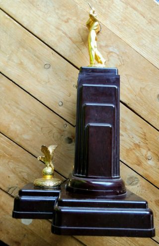 1940s Dodge Inc Antique Trophy Art Deco Award W/Golf Figure Blank Plaque 2