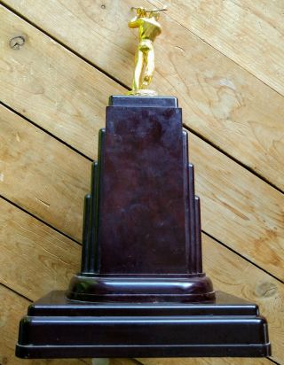 1940s Dodge Inc Antique Trophy Art Deco Award W/Golf Figure Blank Plaque 4