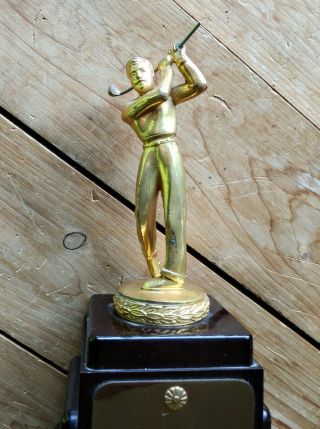 1940s Dodge Inc Antique Trophy Art Deco Award W/Golf Figure Blank Plaque 6