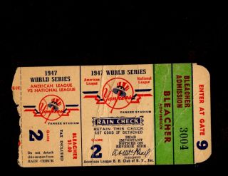 1947 World Series Game 2 Ticket Stub York Yankees Vs Brooklyn Dodgers