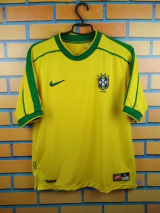 Brazil Soccer Jersey Small 1998 2000 Home Shirt Football Nike