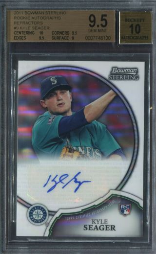 Kyle Seager 2011 Bowman Sterling Refractor Rookie Bgs 9.  5 Auto 10 /199 Mariners