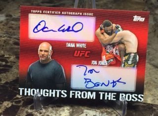 2010 Topps UFC/Knockout JON JONES & DANA WHITE (18/25) DUAL AUTO/SIGNED CARD 2
